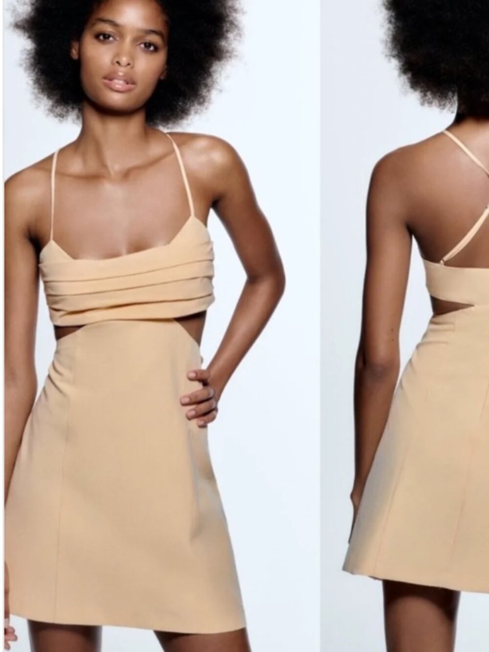 ZARA Peach Strappy Cutout Mini Dress